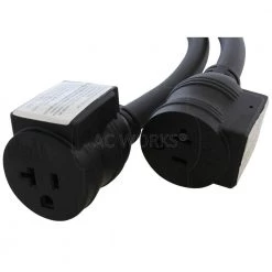 AC WORKS 50A 125-Volt/250-Volt NEMA 10-50 3-Prong Range/Welder/Dryer Plug to 2 NEMA 5-20 Household Connections With 20A Breakers -Extension Cords Sales Store ac works extension cord accessories 1050ycb520 1f 1000