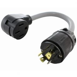 AC WORKS 1.5 ft. 20 Amp 4-Prong L14-20P Generator Locking Plug to NEMA 14-50R RV/EV/Range Connection Adapter