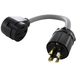 AC WORKS 1.5 ft. 30 Amp 4-Prong L14-30P Generator Locking Plug to NEMA 14-50R RV/EV/Range Connection Adapter