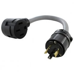 AC WORKS 1.5 ft. EV Adapter 30 Amp 125-Volt L5-30P Plug to 50 Amp EV Adapter Cord for Tesla