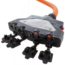 AC WORKS 25 ft. L14-30P 30 Amp 4-Prong Locking Plug to (4) Home Outlets with 24 Amp Breaker -Extension Cords Sales Store ac works extension cord accessories l1430cbf520 025 44 1000