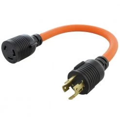 AC WORKS 1.5 ft. L14-30P 4-Prong 30 Amp Generator Plug to L6-30R 30 Amp 250-Volt 3-Prong Locking Connector