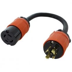 AC WORKS 1.5 ft. 3-Phase 30 Amp 250-Volt L15-30P 4-Prong Plug to L15-20R Locking 3-Phase 20 Amp 250-Volt Connector