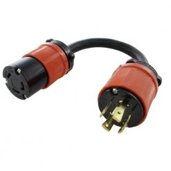 AC WORKS 1 ft. Adapter Cord 3-Phase 30 Amp 250-Volt L15-30P 4-Prong Plug to L6-30R Locking 250-Volt Connector