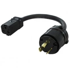 AC WORKS 1 ft. SOOW 12/3 3-Prong L6-20 Male Plug to 6-15/20R 15 Amp /20 Amp 250-Volt Connector