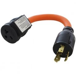 AC WORKS 1.5 ft. 30 Amp 3-Prong L6-30P Locking Plug to 6-15/20 Outlet with 20 Amp Breaker