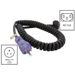 AC WORKS Up to 6.5 ft. 10 Amp 18/3 Coiled Medical Grade Power Cord with Right C13 Connector -Extension Cords Sales Store ac works extension cord accessories mdc515rc13 v1 c3 1000