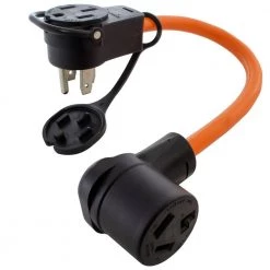 AC WORKS 1.5 ft. 50 Amp 14-50 Piggy-Back Plug with 10-30R Connector Adapter Cord