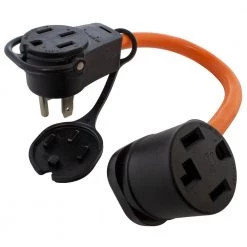 AC WORKS 1.5 ft. 50 Amp 14-50 Piggy-Back Plug with 14-30R Connector Adapter Cord