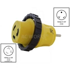 AC WORKS RV 30 Amp TT-30P Plug to L5-30R RV/Marine 30 Amp Detachable Inlet Connection -Extension Cords Sales Store ac works extension cord accessories rvttm30 c3 1000