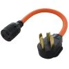 AC WORKS 1.5 ft. 14P to 30P 4-Prong Dryer Plug to L6-30R 3-Prong 30 Amp 250 Locking Female Adapter