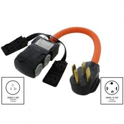 AC WORKS 1.5 ft. Adapter NEMA 14-50P RV/Range/Generator Plug to (4) Household Outlets with 20 Amp Breaker -Extension Cords Sales Store ac works extension cord accessories s1450cbf520 c3 1000