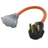 AC WORKS 1.5 ft. 50 Amp 4-Prong RV/ Range 14-50P Plug to (3) NEMA 6-15/20 Tri-Outlet with Power Indicator -Extension Cords Sales Store ac works extension cord accessories s1450w620 018 64 1000