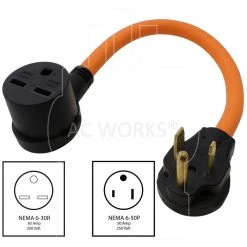 AC WORKS 1.5 ft. 6-50P Welder Plug to 6-30R 3-Prong 30 Amp 250-Volt Commerical HVAC Female Adapter -Extension Cords Sales Store ac works extension cord accessories s650630 018 c3 1000