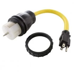 AC WORKS 1.5 ft. 10/3 Generator Transfer Switches 15 Amp Household Plug to CS6364 50 Amp Locking Connector
