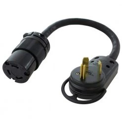 AC WORKS 1.5 ft. RV 30 Amp 125-Volt TT-30P to NEMA L5-30R 30 Amp 125-Volt Locking Female Adapter Cord