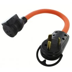 AC WORKS 1.5 ft. 30 Amp RV Travel Trailer TT-30P Plug to 15/20 Amp T-Blade with 20 Amp Breaker