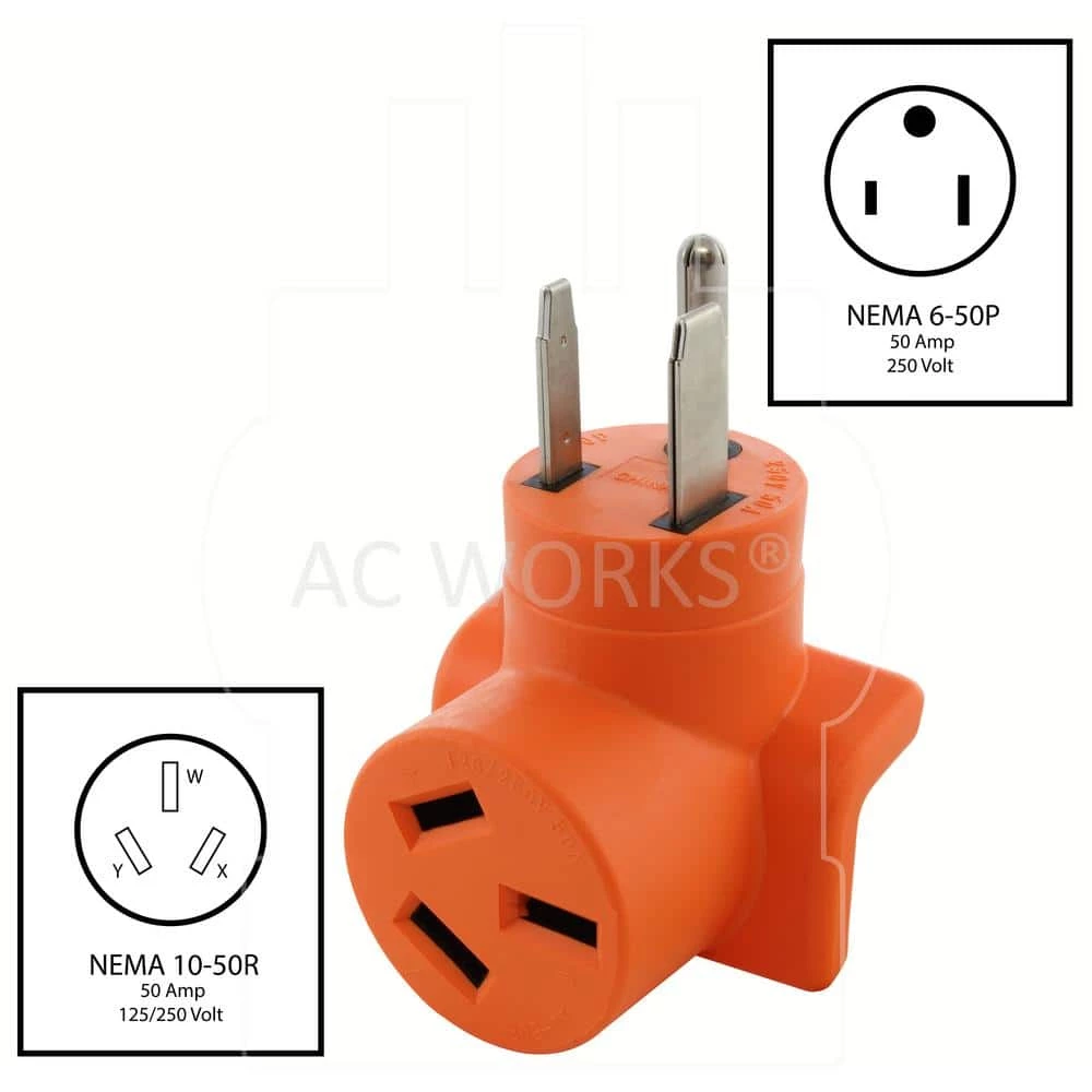 AC WORKS 6-50P Welder Plug to 10-50R 3-Prong 50 Amp 125/250-Volt Older Dryer/Range Adapter 4 AC WORKS 6-50P Welder Plug to 10-50R 3-Prong 50 Amp 125/250-Volt Older Dryer/Range Adapter - Image 2
