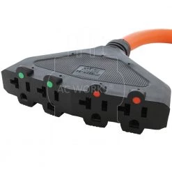 AC WORKS 1.5 ft. L14-20P Generator 4-Prong 20 Amp Plug to (4) NEMA 5-15/20R 20 Amp Household Female Connectors Cord -Extension Cords Sales Store ac works generator cords l1420f520 018 1f 1000