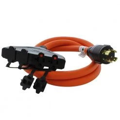 AC WORKS 5 ft. L14-30P Generator 4-Prong 30 Amp Plug to (4) NEMA 5-15/20R 20 Amp Household Female Connectors Adapter Cord