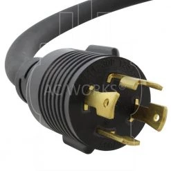 AC WORKS L14-30P 5 ft. 10-Gauge 4-Prong 30 Amp Generator Locking Plug to Four 15 Amp/20 Amp Household Power Distribution Cord -Extension Cords Sales Store ac works generator cords l1430f520 05bk 4f 1000
