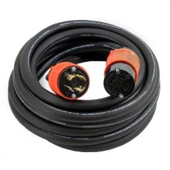 AC WORKS 25 ft. 10/4 Soow Nema L14-30 125-Volt/250-Volt 30 Amp Generator Rubber Extension Cord