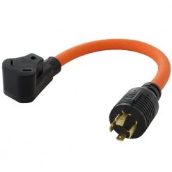 AC WORKS AC Connectors 1.5 ft. 10/3 L14-20P 20 Amp 4-Prong Locking Plug to 30 Amp RV Generator Adapter