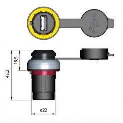 ASI Weatherproof USB 3.0 Bulkhead Connector with Protective Cover, Female to Female, 22 mm Mount, Black Bezel -Extension Cords Sales Store asi extension cord accessories pp2usb30bl c3 1000