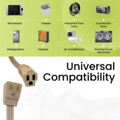 Power By Go Green 3 ft. 14/3 SPT A/C Extension Cord - Beige -Extension Cords Sales Store beige power by go green general purpose cords gg 25603 1f 1000