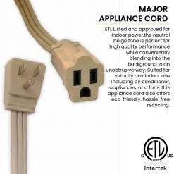 Power By Go Green 3 ft. 14/3 SPT A/C Extension Cord - Beige -Extension Cords Sales Store beige power by go green general purpose cords gg 25603 4f 1000