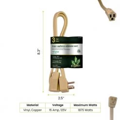 Power By Go Green 3 ft. 14/3 SPT A/C Extension Cord - Beige -Extension Cords Sales Store beige power by go green general purpose cords gg 25603 c3 1000
