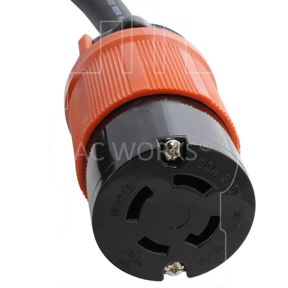 AC WORKS 50 ft. SOOW 10/4 NEMA L15-30 30 Amp 3-Phase 250-Volt Industrial Rubber Extension Cord 6 AC WORKS 50 ft. SOOW 10/4 NEMA L15-30 30 Amp 3-Phase 250-Volt Industrial Rubber Extension Cord - Image 4