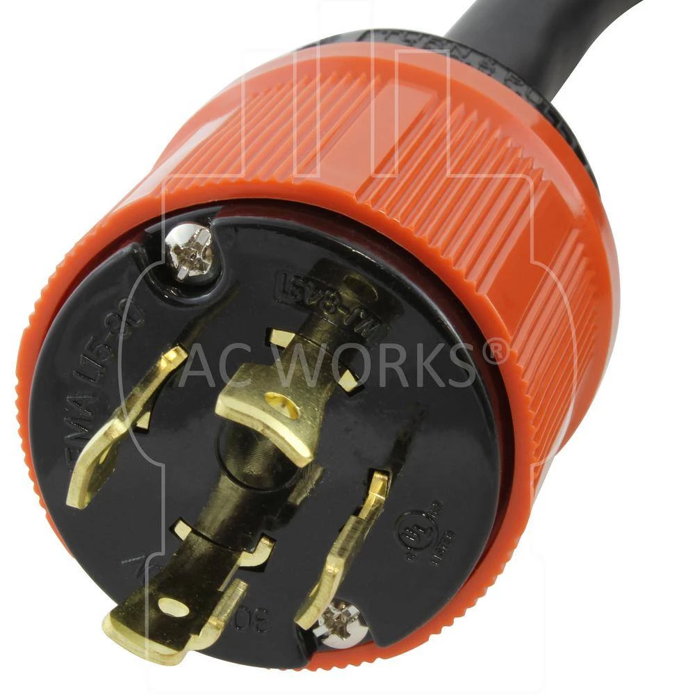 AC WORKS 50 ft. SOOW 10/4 NEMA L15-30 30 Amp 3-Phase 250-Volt Industrial Rubber Extension Cord 5 AC WORKS 50 ft. SOOW 10/4 NEMA L15-30 30 Amp 3-Phase 250-Volt Industrial Rubber Extension Cord - Image 3
