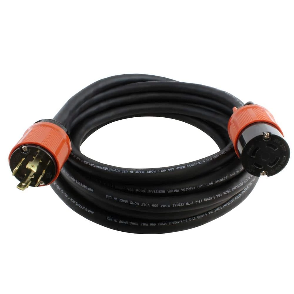 AC WORKS 50 ft. SOOW 10/4 NEMA L15-30 30 Amp 3-Phase 250-Volt Industrial Rubber Extension Cord 3 AC WORKS 50 ft. SOOW 10/4 NEMA L15-30 30 Amp 3-Phase 250-Volt Industrial Rubber Extension Cord