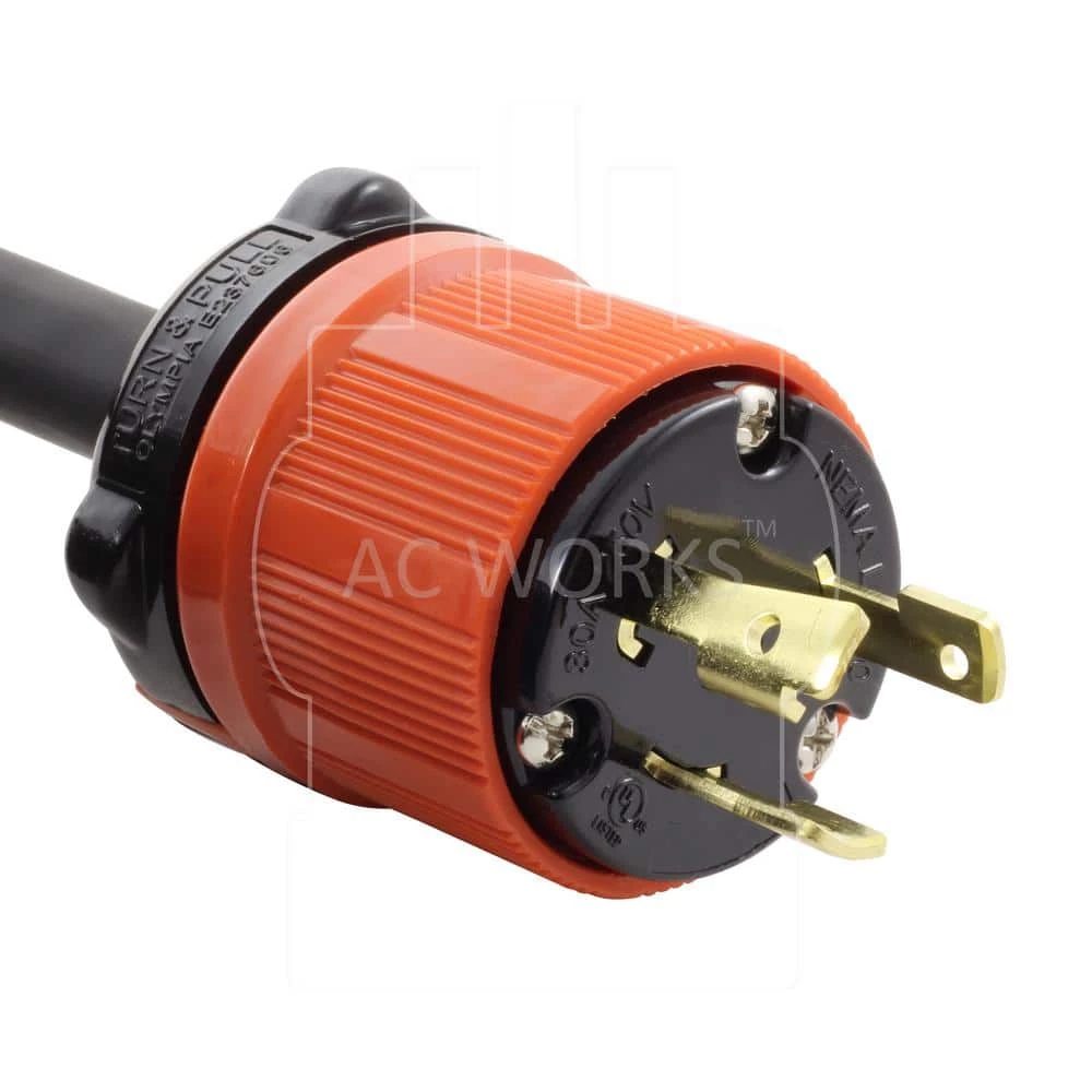 AC WORKS 25 ft. SOOW 10/3 NEMA L6-30 30 Amp 250-Volt Rubber Extension Cord 5 AC WORKS 25 ft. SOOW 10/3 NEMA L6-30 30 Amp 250-Volt Rubber Extension Cord - Image 3