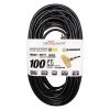 LifeSupplyUSA 100 ft. 12/3 SJTW 3-Outlet 15 Amp 125-Volt 1875-Watt Indoor/Outdoor Black Heavy-Duty Tri-Source Extension Cord -Extension Cords Sales Store black general purpose cords 1233100ftbk 64 1000