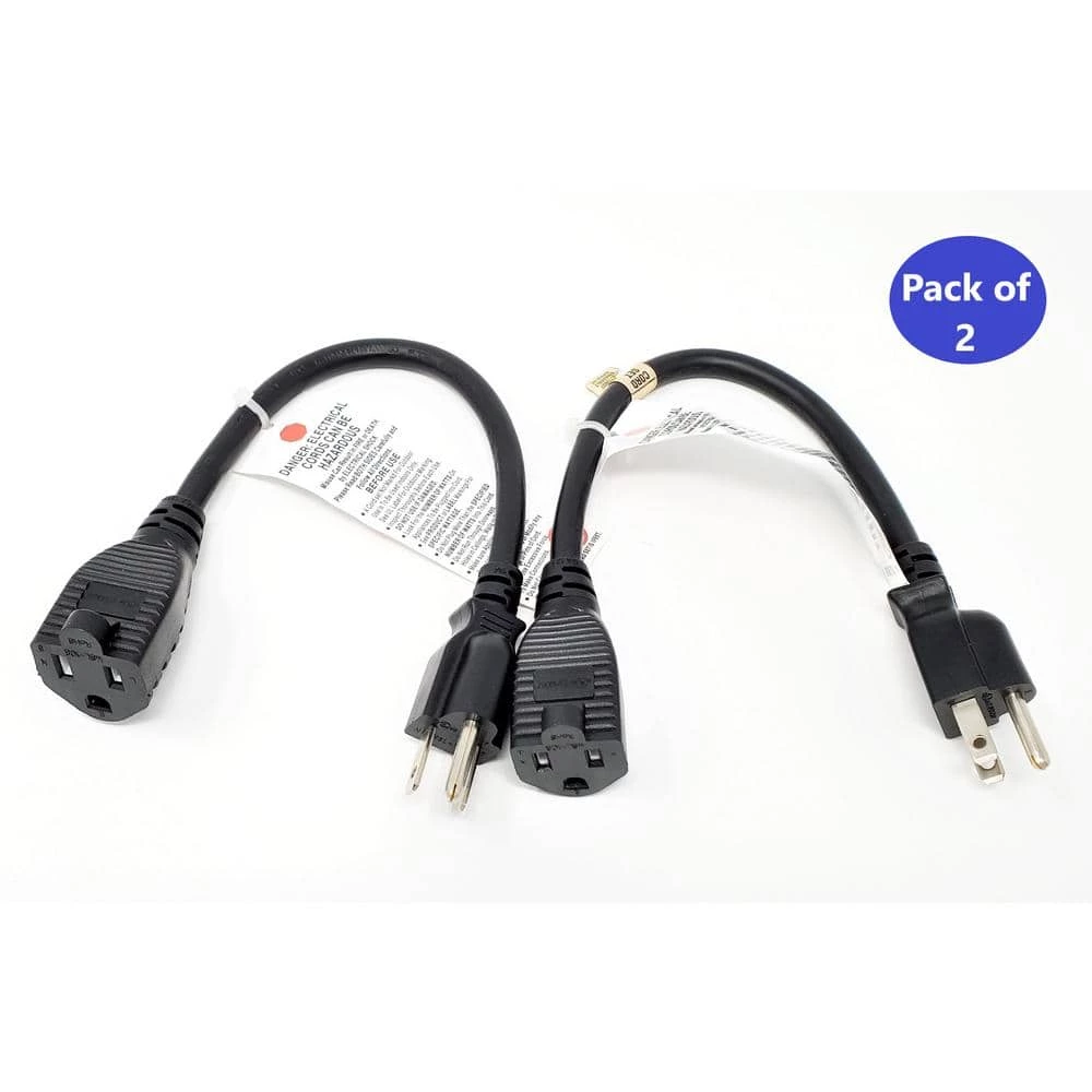 Micro Connectors, Inc 1 ft. 16 AWG Heavy-Duty AC Power Extension Cord UL Approved in Black (2-Pack) 4 Micro Connectors, Inc 1 ft. 16 AWG Heavy-Duty AC Power Extension Cord UL Approved in Black (2-Pack) - Image 2