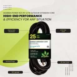 Power By Go Green 25 ft. 16/3 Heavy Duty Extension Cord - Black -Extension Cords Sales Store black power by go green general purpose cords gg 13725bk 44 1000