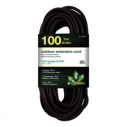 Power By Go Green 100 ft. 14/3 SJTW Outdoor Extension Cord - Black