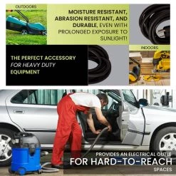 Power By Go Green 100 ft. 14/3 SJTW Outdoor Extension Cord - Black -Extension Cords Sales Store black power by go green general purpose cords gg 13800bk 76 1000