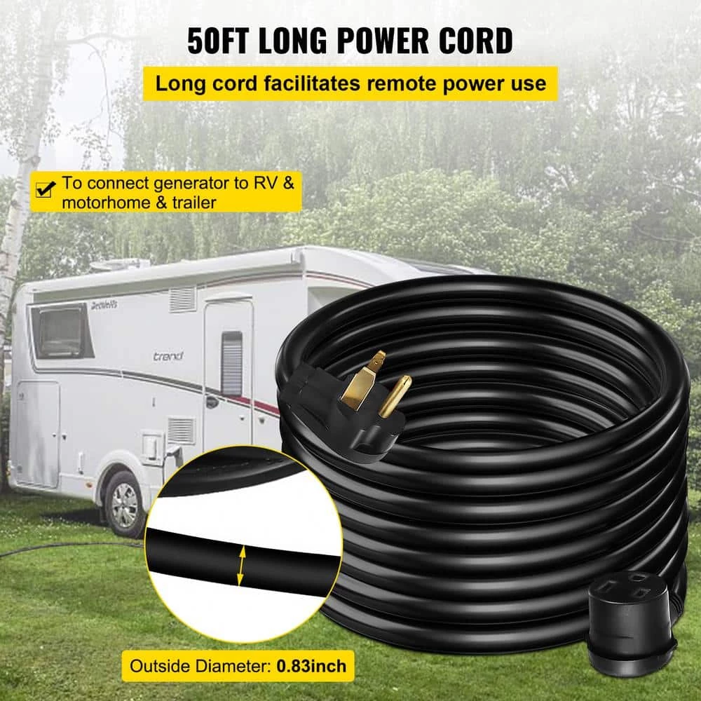 VEVOR 50 ft. Heavy-Duty Outdoor Welder Extension Cord with 3 Prong 50 Amp Power Extension for Welding Machines ETL Approved 6 VEVOR 50 ft. Heavy-Duty Outdoor Welder Extension Cord with 3 Prong 50 Amp Power Extension for Welding Machines ETL Approved - Image 4