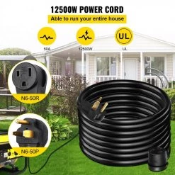 VEVOR 50 ft. Heavy-Duty Outdoor Welder Extension Cord with 3 Prong 50 Amp Power Extension for Welding Machines ETL Approved 12 VEVOR 50 ft. Heavy-Duty Outdoor Welder Extension Cord with 3 Prong 50 Amp Power Extension for Welding Machines ETL Approved -Extension Cords Sales Store black vevor general purpose cords 50ft50adhjycx0001v0 4f 1000