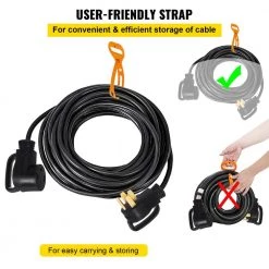 VEVOR 25 ft. 50 Amp RV Extension Cord 4 Wire Gauge RV Wire Diameter Extension Cord RV Cord Power Supply Cable -Extension Cords Sales Store black vevor general purpose cords hjljq25ft50a6hx01v1 fa 1000