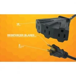 Woods 25 ft. 14/3 SJTOW Agricultural Outdoor Heavy-Duty Extension Cord with Power Block -Extension Cords Sales Store black woods general purpose cords 2451 1f 1000
