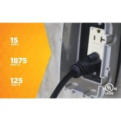 Woods 25 ft. 14/3 SJTOW Agricultural Outdoor Heavy-Duty Extension Cord with Power Block -Extension Cords Sales Store black woods general purpose cords 2451 76 1000