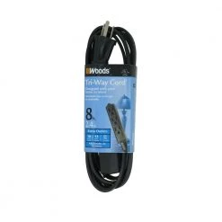 Woods 8 ft. 16/3 SPT-2 Indoor Multi-Outlet (3) Extension Cord with Cube Tap