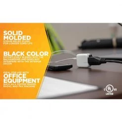 Woods 25 ft. 16/3 Indoor Medium-Duty Extension Cord -Extension Cords Sales Store black woods general purpose cords 5601 44 1000