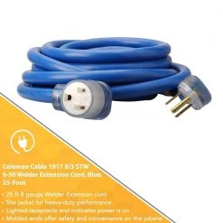 Southwire 25 ft. 8/3 STW 6-50 Heavy-Duty Welder Power Extension Cord -Extension Cords Sales Store blue southwire general purpose cords 19178806 1f 1000