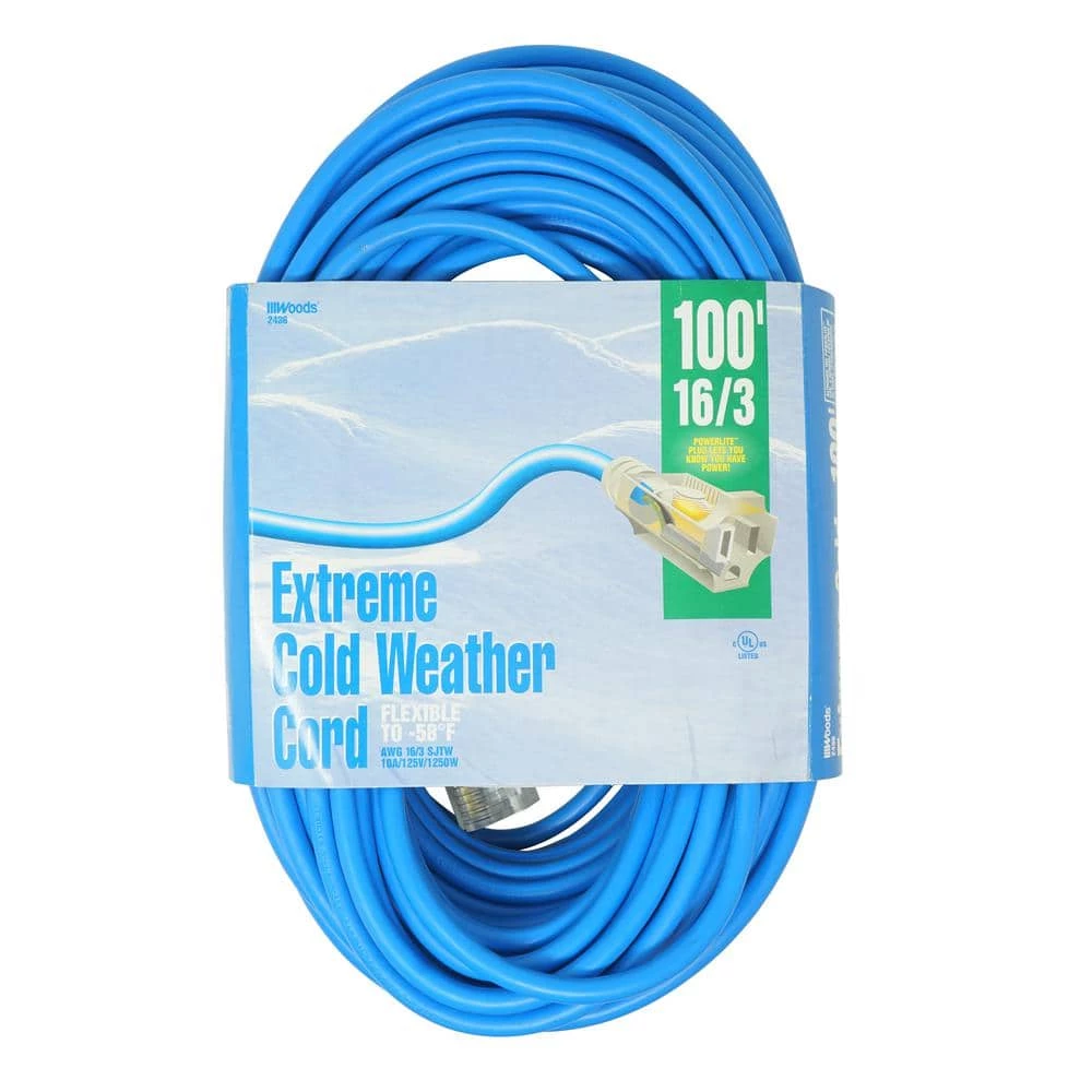 Southwire 100 ft. 16/3 SJTW Cold Weather Outdoor Light-Duty Extension Cord 3 Southwire 100 ft. 16/3 SJTW Cold Weather Outdoor Light-Duty Extension Cord