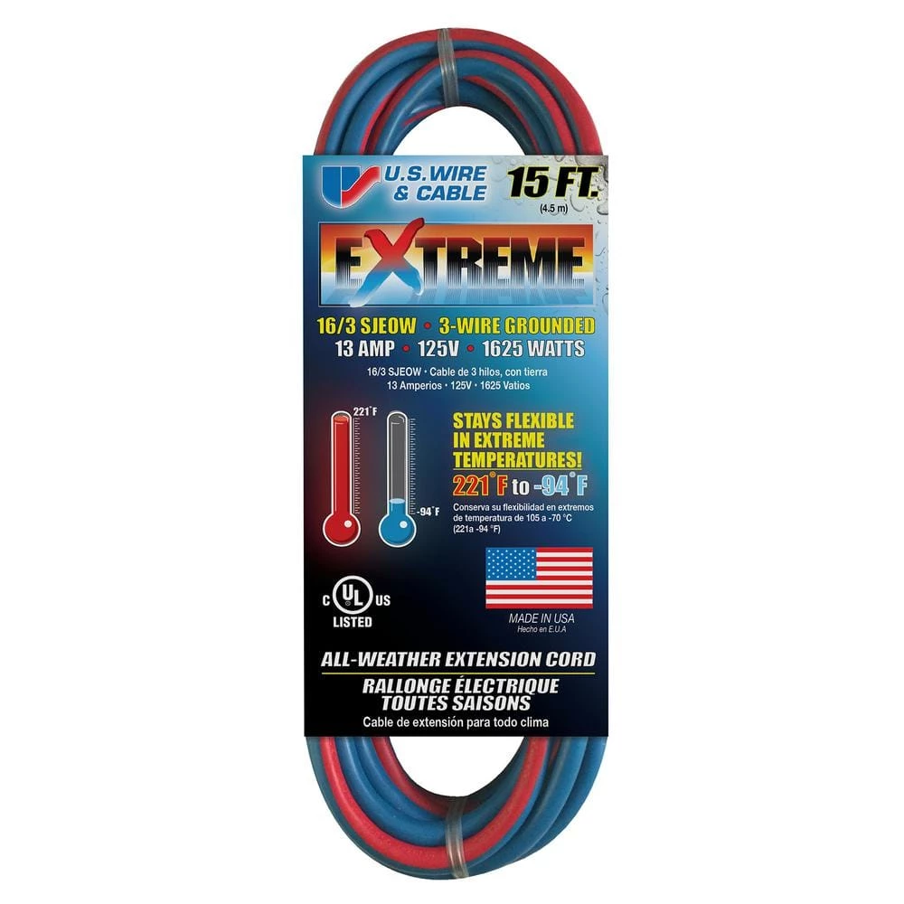 U.S. Wire and Cable 15 ft. 16/3 All-Weather Block Heater Extension Cord 3 U.S. Wire and Cable 15 ft. 16/3 All-Weather Block Heater Extension Cord